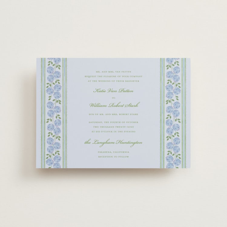 "Hydrangea Vines" - Wedding Invitations in Coastal by Madhvi Samimi - Front