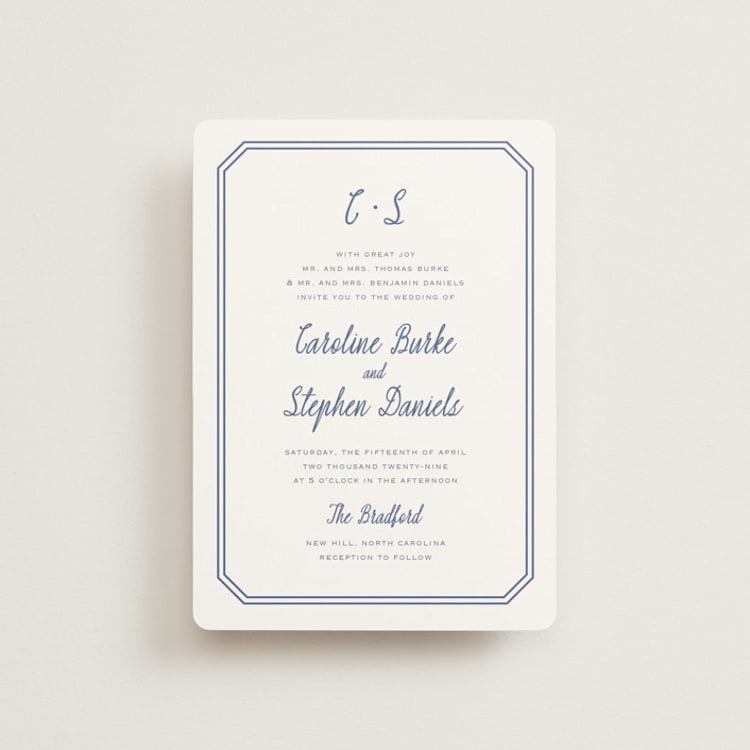 "Deluxe" - Wedding Invitations in Blueberry by Carolyn MacLaren - Front