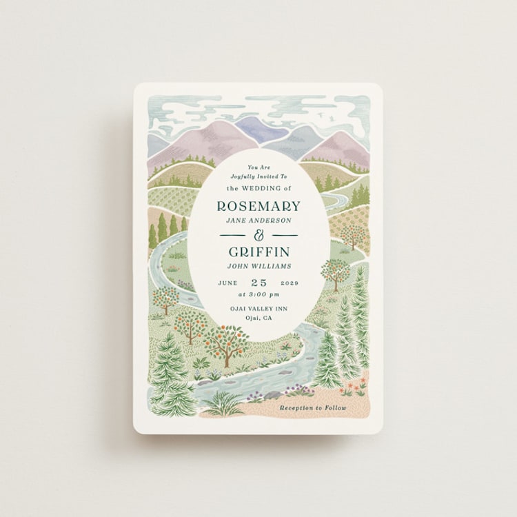 "River Valley" - Wedding Invitations in Pine by Paper Sun Studio - Front