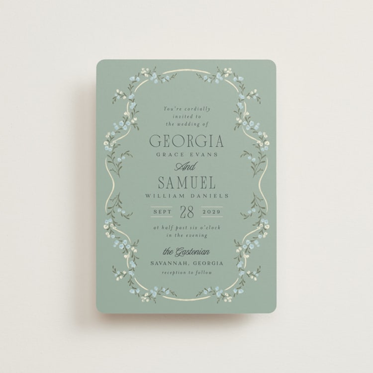 "Trailing Garden" - Wedding Invitations in Buttermint by Laura Hankins - Front