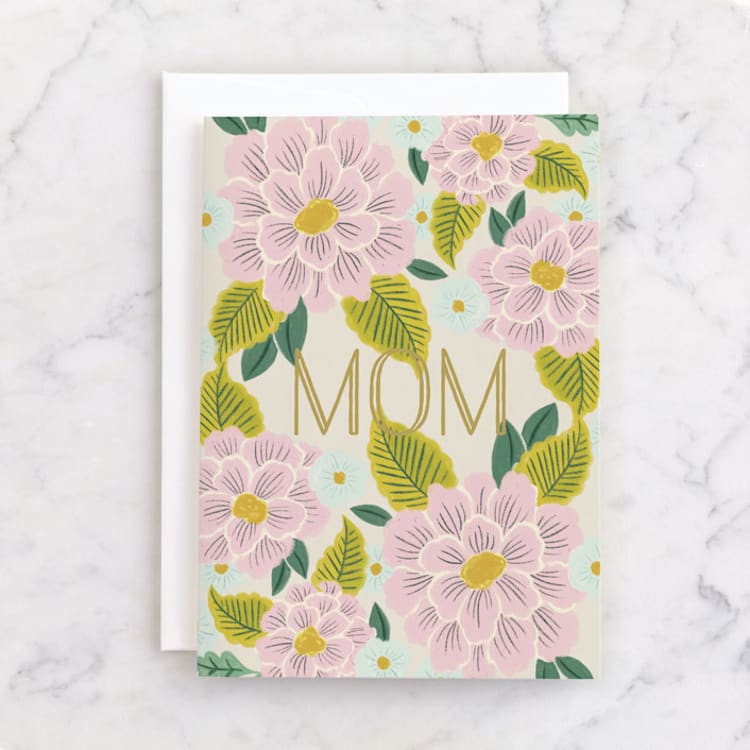 "Mom Floral" - Single Greeting Cards in Blush by Kiersten Garner - Front