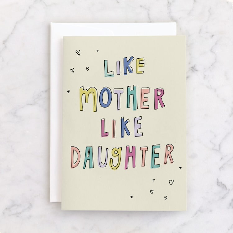 "Like Mother Like Daughter" - Single Greeting Cards in Rainbow by Pixel and Hank - Front