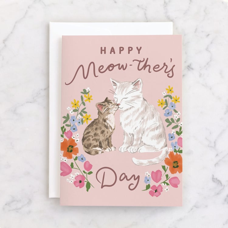 "Meowther's Day" - Single Greeting Cards in Blush by Everett Paper Goods - Front