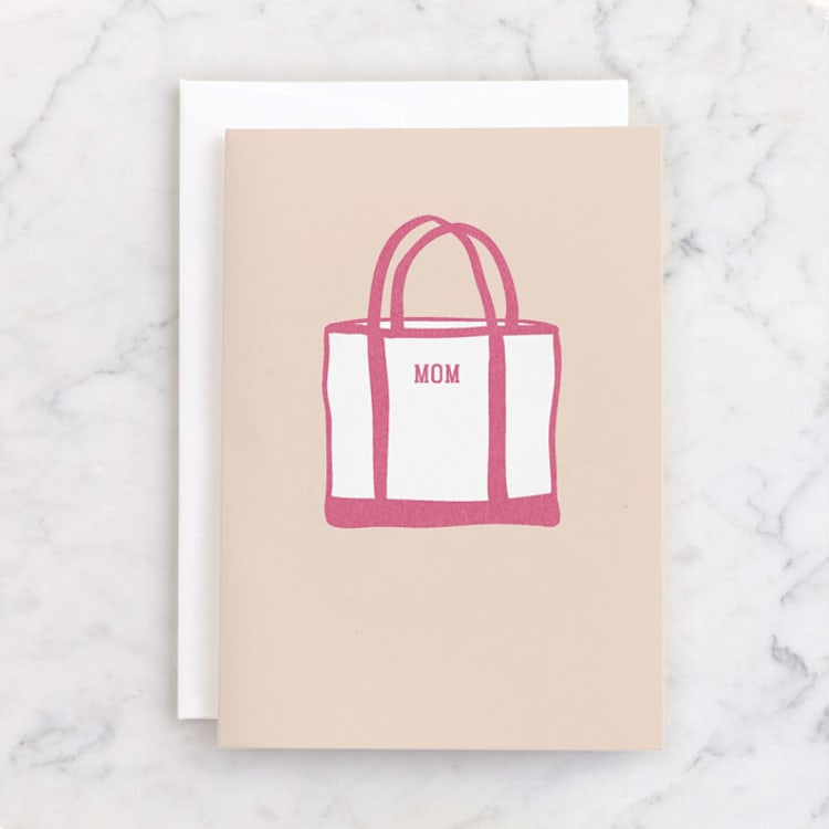 "Mom Tote Bag" - Single Greeting Cards in Carnation by Erika Firm - Front
