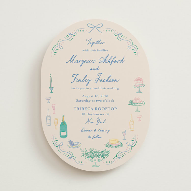 "Dining" - Wedding Invitations in Pastel by Elly - Front