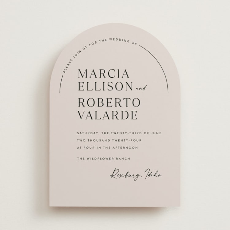 "Overjoyed" - Wedding Invitations in Almond by Jill Means - Front