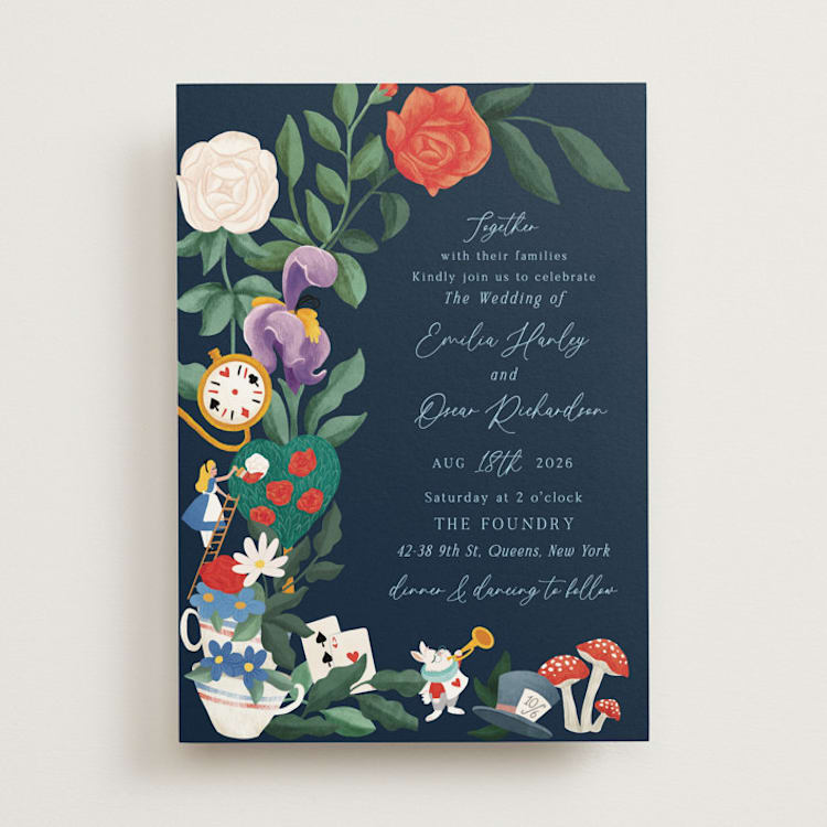 "Disney's Alice In Wonderland Garden Tea Party" - Wedding Invitations in Evening by Elly - Front