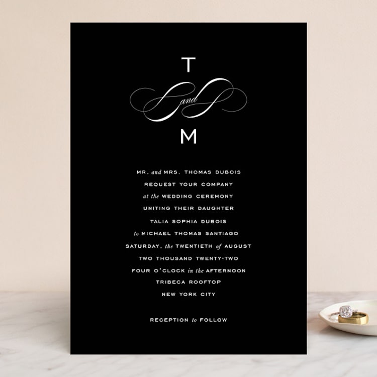 "Enamored" - Wedding Invitations in Obsidian by Kimberly FitzSimons - Front