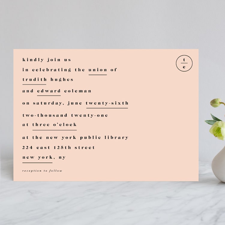"New York" - Wedding Invitations in Blush by Nazia Hyder - Front