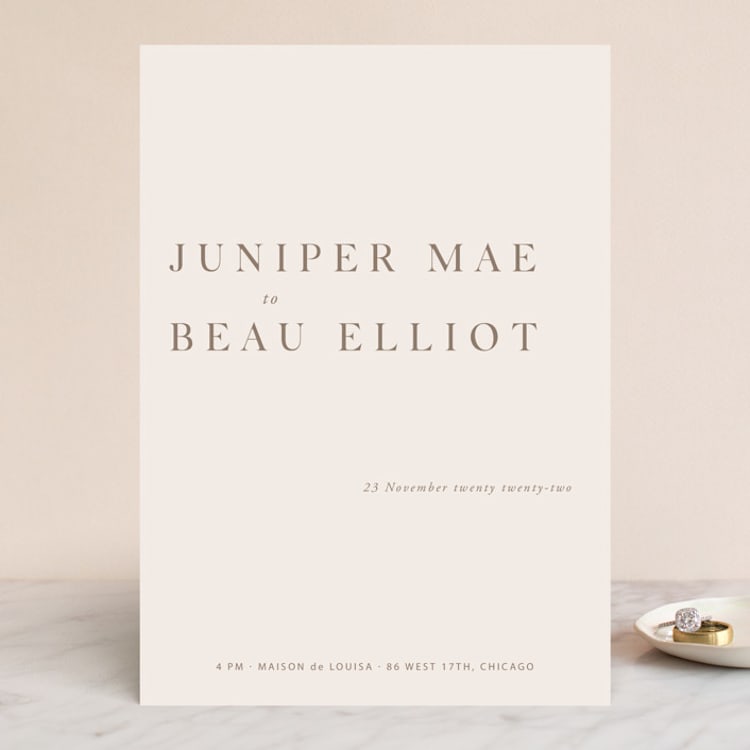 "Juniper" - Wedding Invitations in Blush by Mere Paper - Front