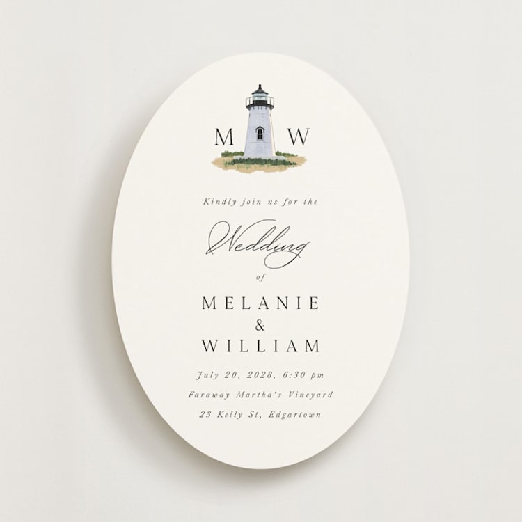 "East Coast Lighthouse" - Wedding Invitations in Snow by Becky Nimoy - Front