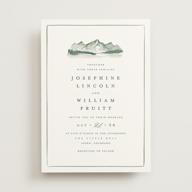 "Mountain Ridge" - Wedding Invitations in Pine by Amy Kross - Front