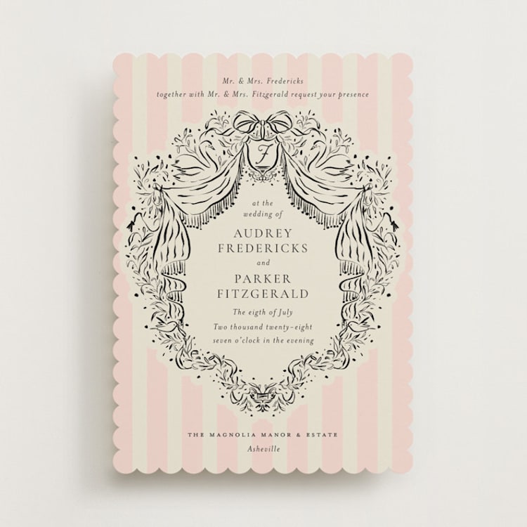 "Hand Illustrated Crest" - Wedding Invitations in Peony by Jackie Crawford - Front