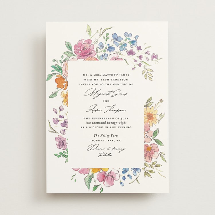 "Floral Pop" - Wedding Invitations in Tropical by Itsy Belle Studio - Front