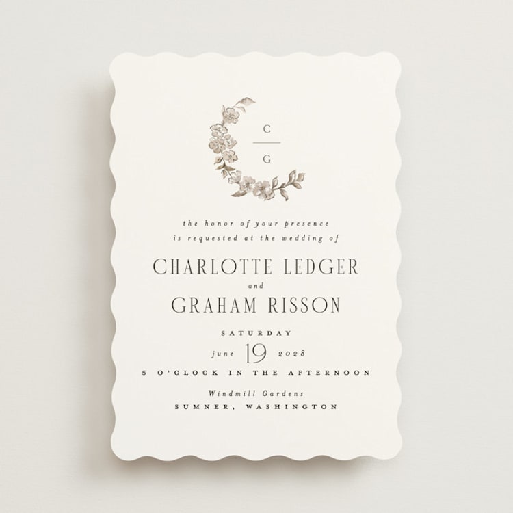 "Daphne" - Wedding Invitations in Sepia by Itsy Belle Studio - Front
