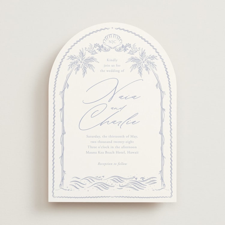 "Ocean Dreams" - Wedding Invitations in Pale Cerulean by Sabrin Deirani - Front