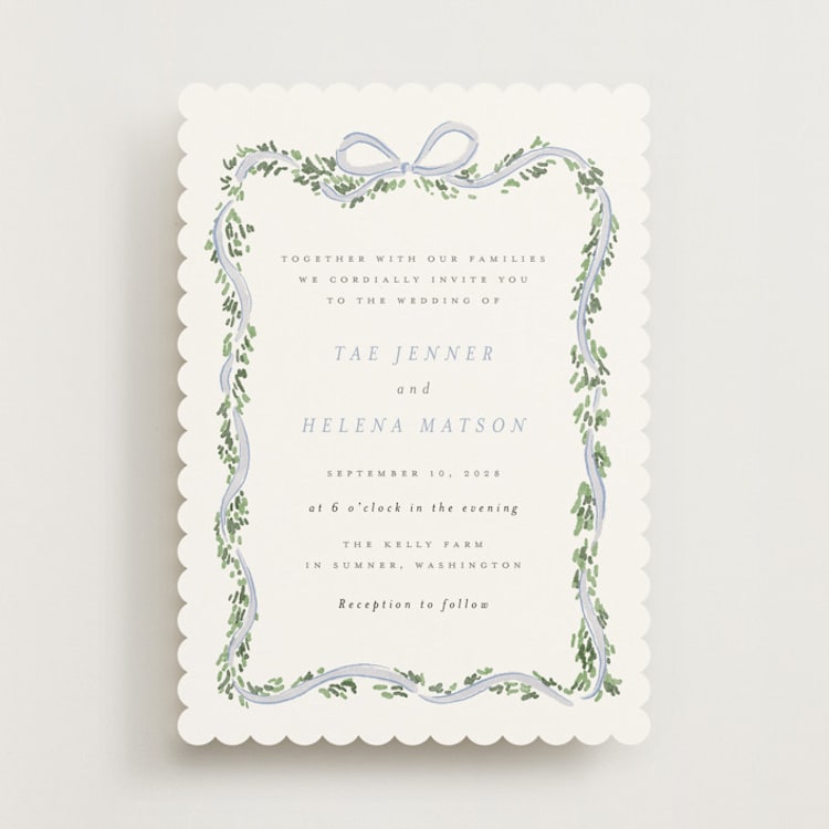 "Ribbonly Frame" - Wedding Invitations in Juniper by Itsy Belle Studio - Front