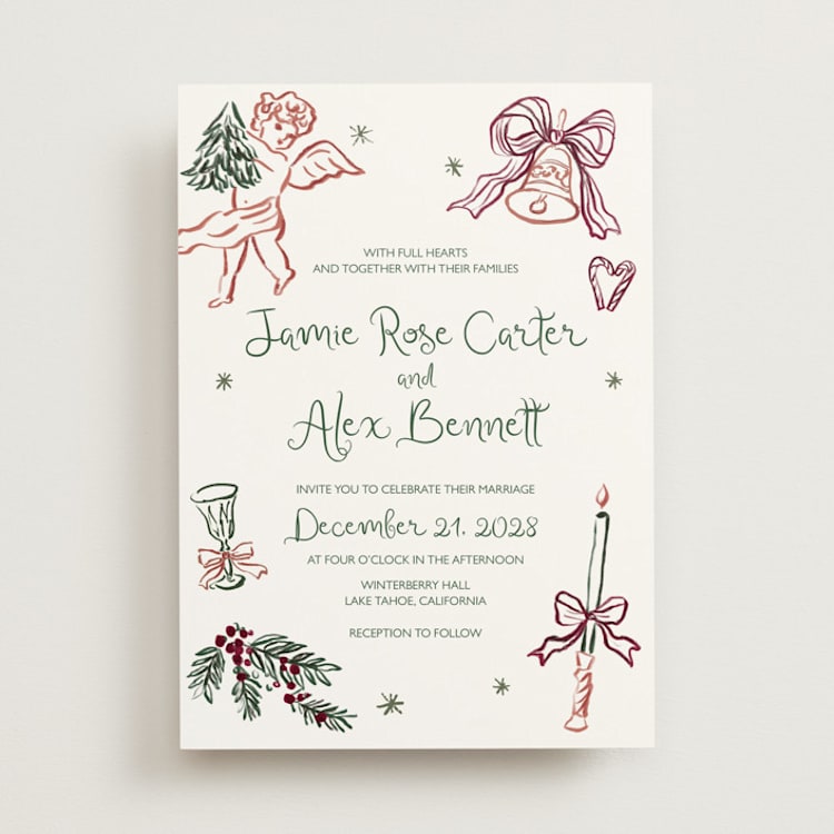 "Holidays ink doodles" - Wedding Invitations in Enchanted Holiday by Cass Loh - Front