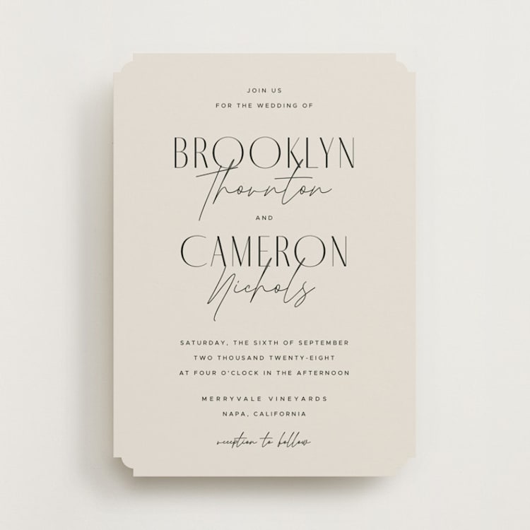 "Arabilla Overlap" - Wedding Invitations in Linen by Kelly Schmidt - Front