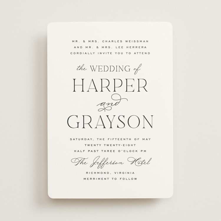 "Tendu" - Wedding Invitations in Cloud by Carly Reed Walker - Front