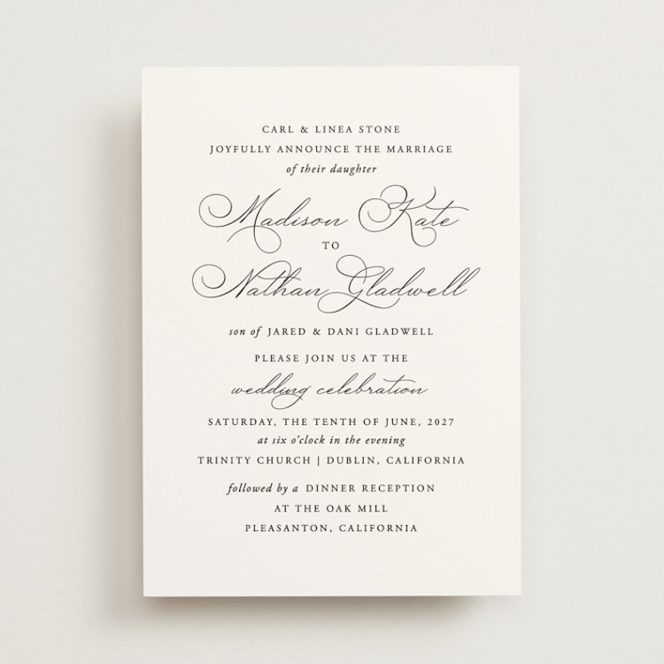 "Organza" - Wedding Invitations in Linen by Jill Means - Front