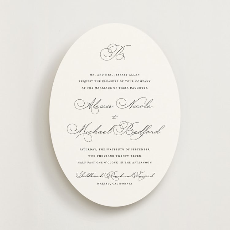 "Initial" - Wedding Invitations in Pearl by Jennifer Postorino - Front