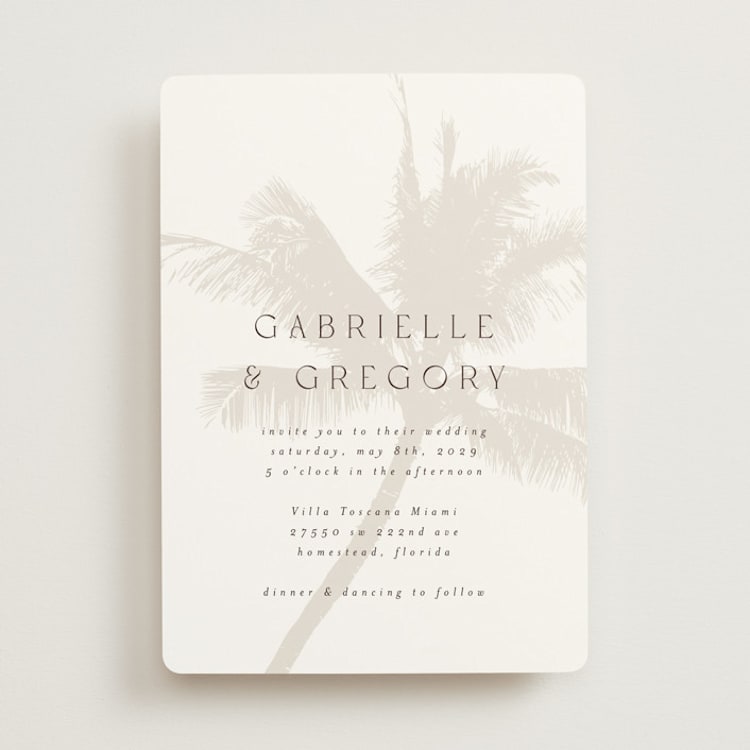 "Palm" - Wedding Invitations in Ecru by AK Graphics - Front