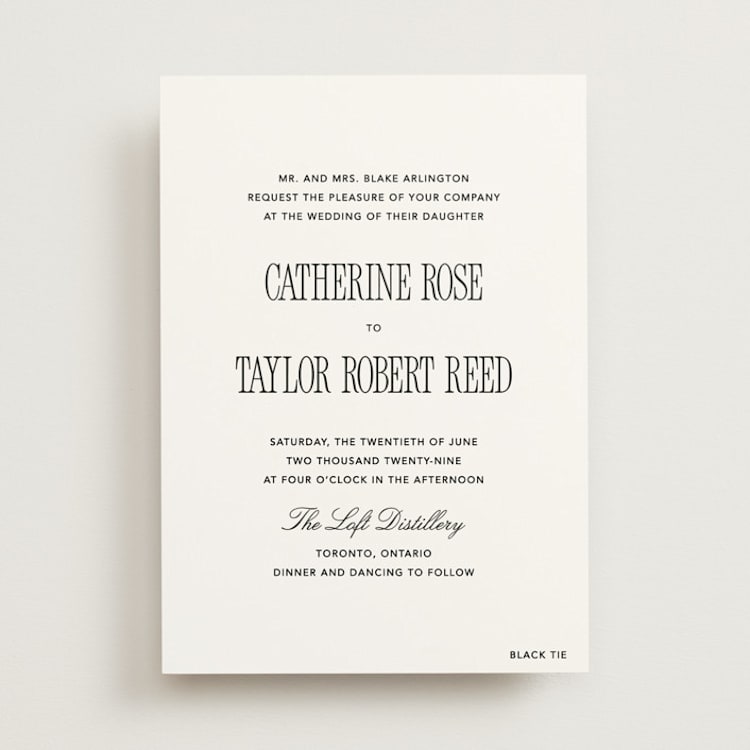 "Formal Minimalist" - Wedding Invitations in Silk by Kelly Schmidt - Front