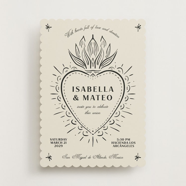 "Milagro" - Wedding Invitations in Ivory by Ani Somi - Front