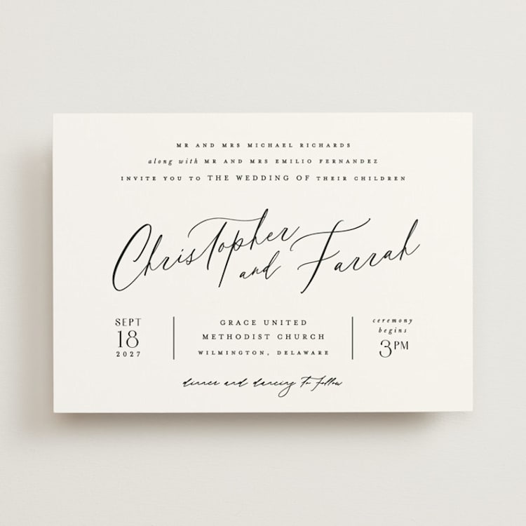 "Beautifully Scripted" - Wedding Invitations in Pearl by Hooray Creative - Front