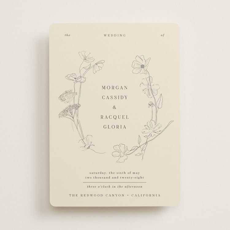 "Floral Stamp" - Wedding Invitations in Ivory by Baumbirdy - Front