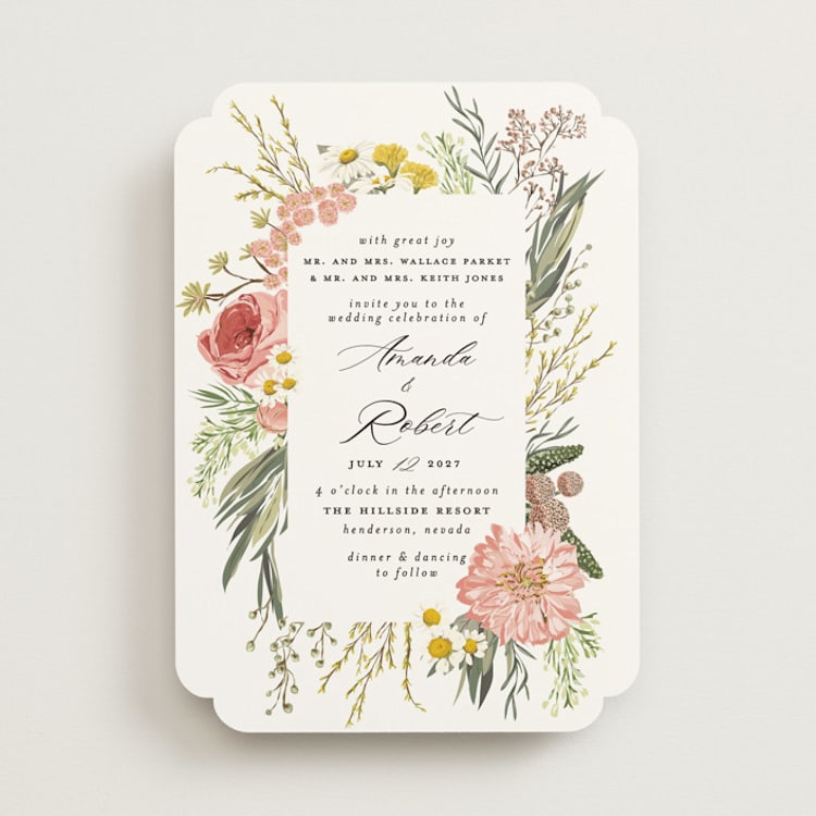"Organic Florals" - Wedding Invitations in Blush by Susan Moyal - Front
