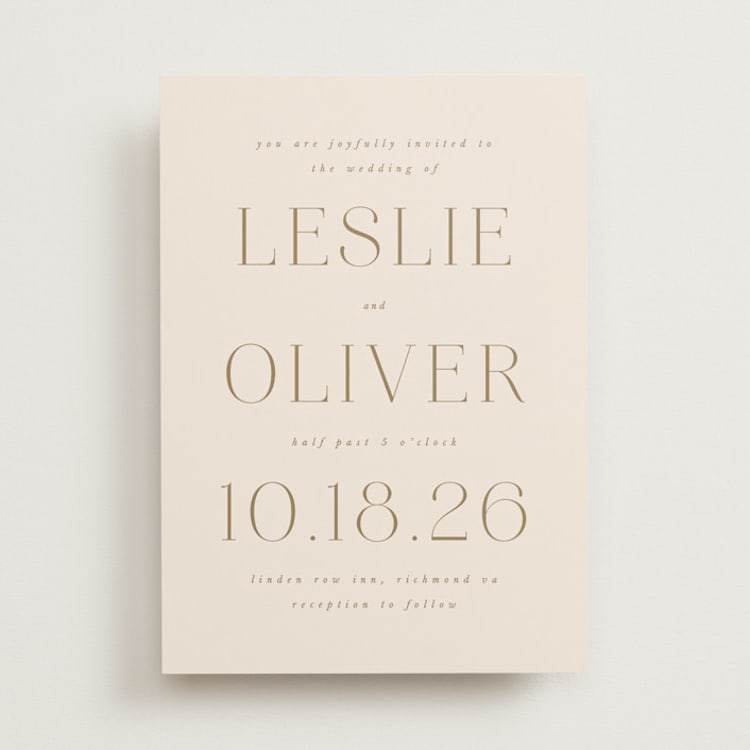 "Understated Elegance" - Wedding Invitations in Buttercream by Brandy Folse - Front