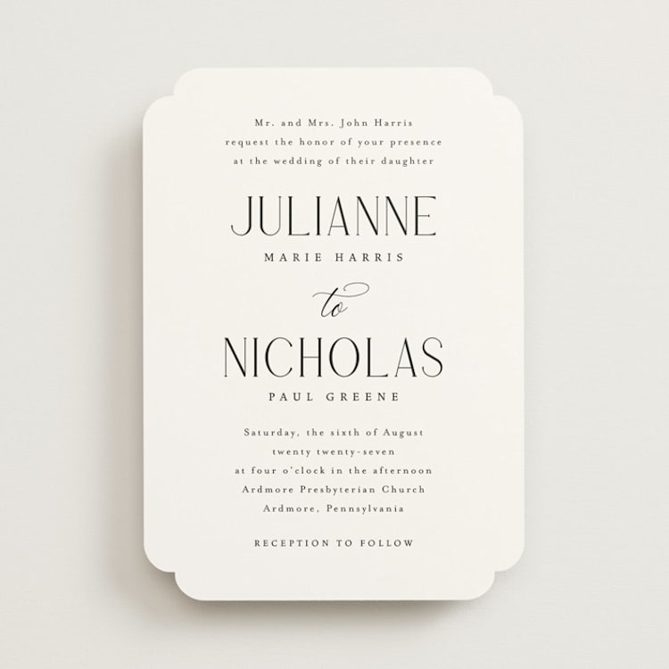 "Bold Elegance" - Wedding Invitations in Snow by Katherine Moynagh - Front