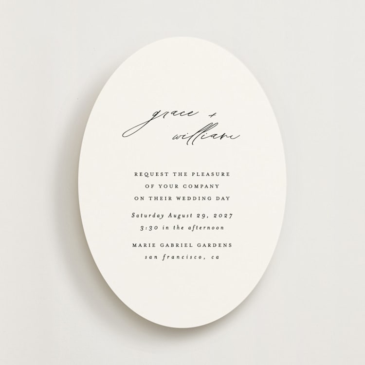 "Delicate Script" - Wedding Invitations in Cotton by Angela Thompson - Front