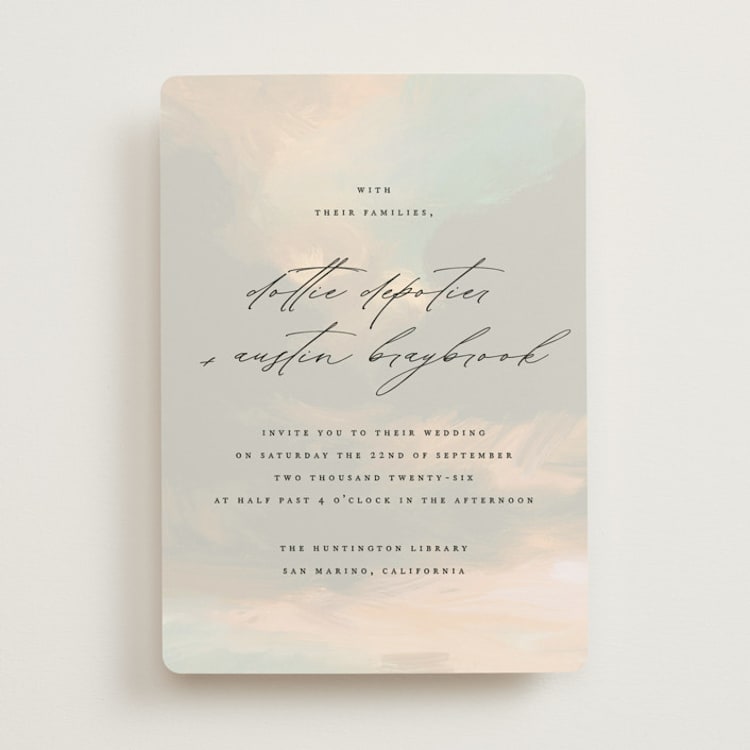 "Daybreak" - Wedding Invitations in Dove by Olivia Kanaley Inman - Front