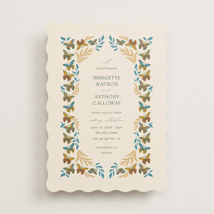 "Flutter" - Wedding Invitations in Sunset by Jen Owens - Front