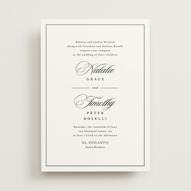 "Sincerity" - Wedding Invitations in Noir by Kimberly FitzSimons - Front