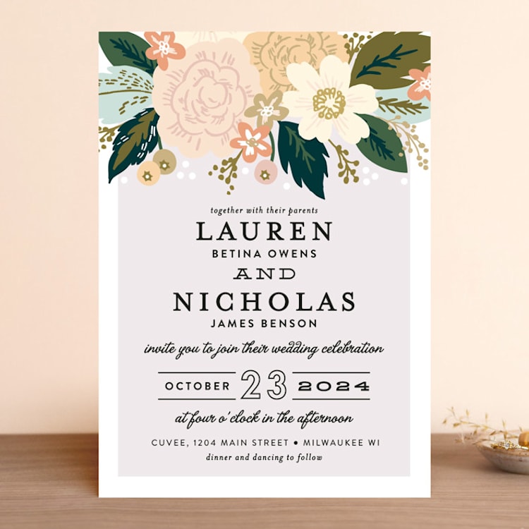 "Classic Floral" - Wedding Invitations in Spring Blush by Alethea and Ruth - Front
