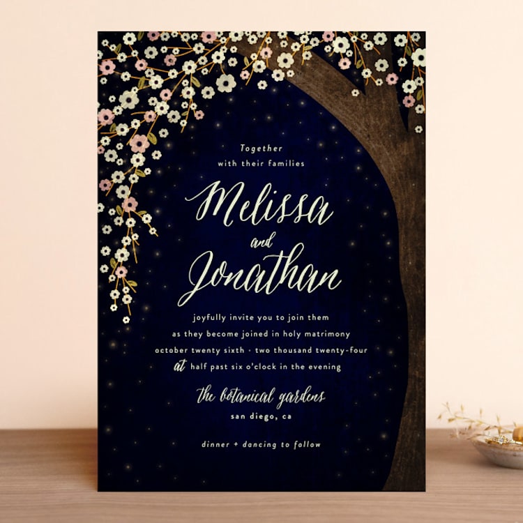 "Outside" - Wedding Invitations in Navy by Rebecca Bowen - Front