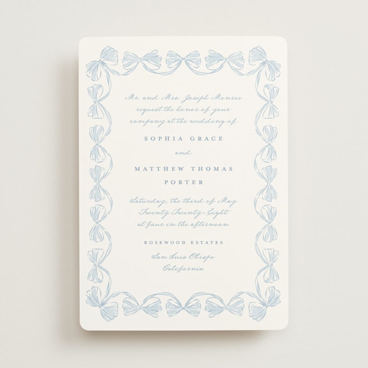 "Bow Frame" - Wedding Invitations in Lagoon by Leah Bisch - Front