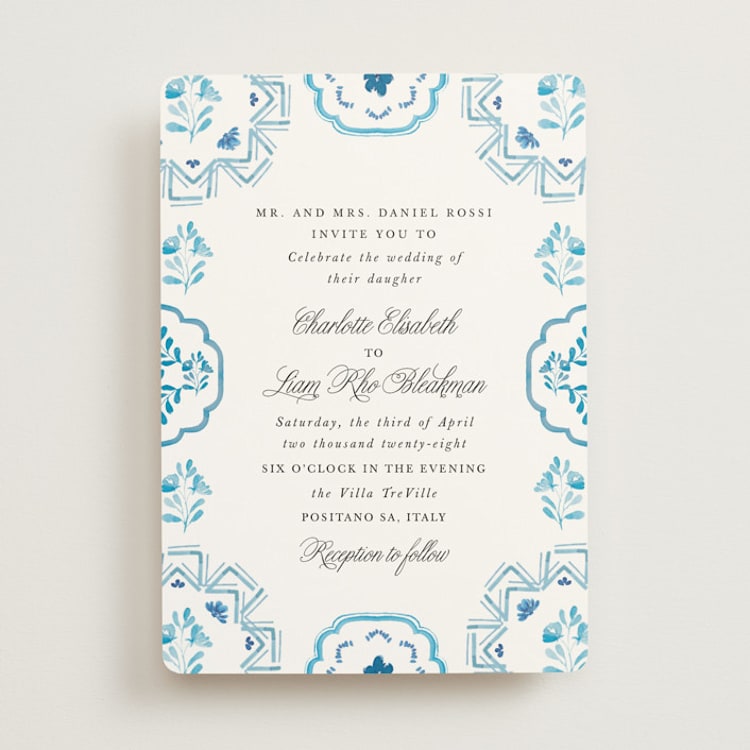 "Almafi" - Wedding Invitations in Cerulean by Itsy Belle Studio - Front