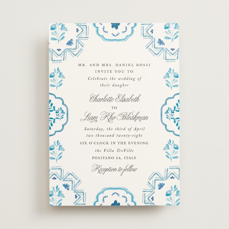 "Almafi" - Wedding Invitations in Cerulean by Itsy Belle Studio - Front