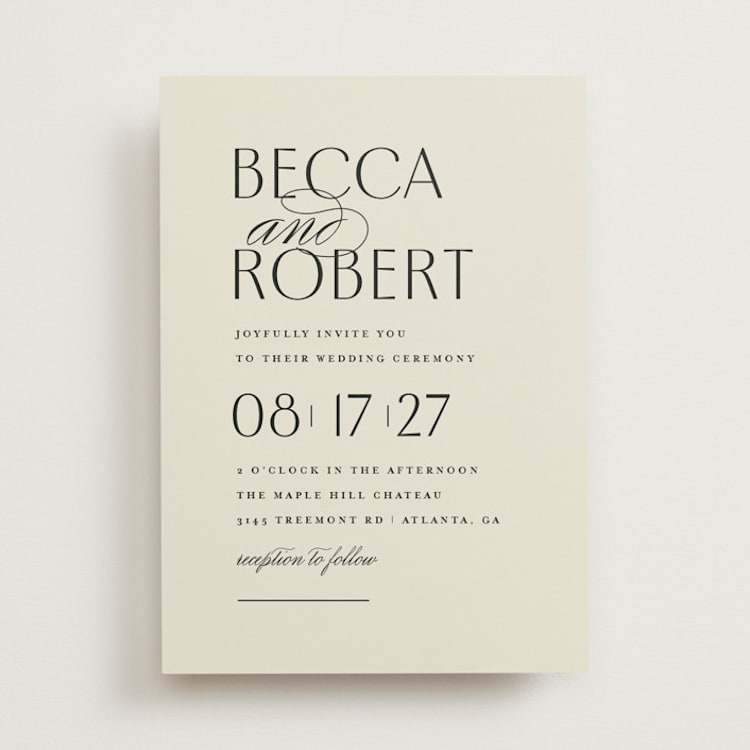 "Elegant Type" - Wedding Invitations in Cream by Louise Kay - Front
