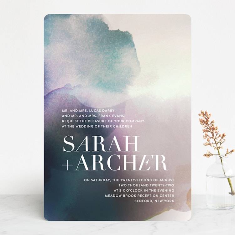 "Raptured" - Wedding Invitations in Amethyst by Design Lotus - Front