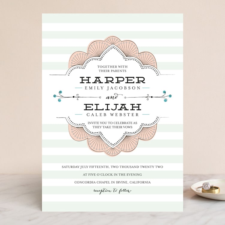 "Striped Sweet Nothings" - Wedding Invitations in Romantic by Tanya Lee of Frooted Design - Front