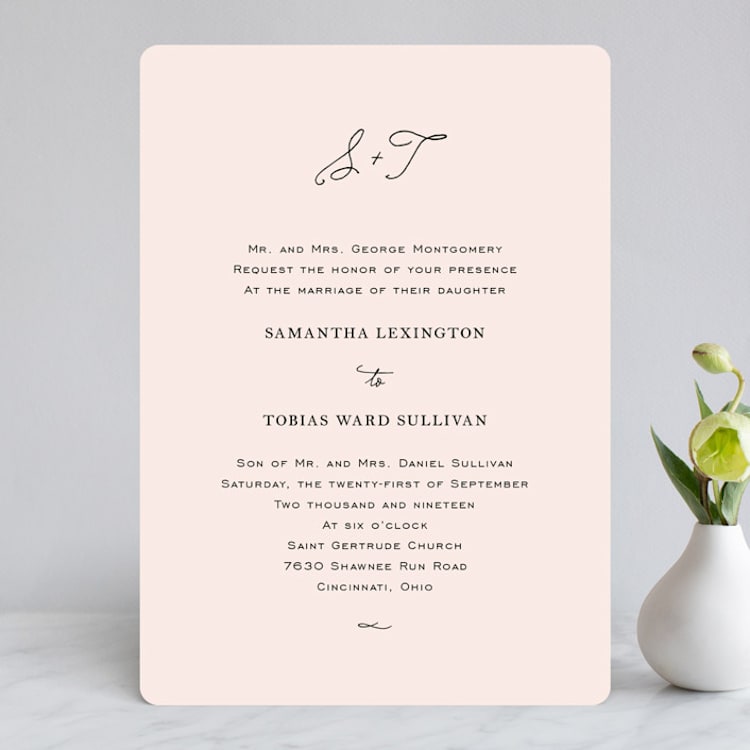 "Estate" - Wedding Invitations in Blush by Kim Dietrich Elam - Front