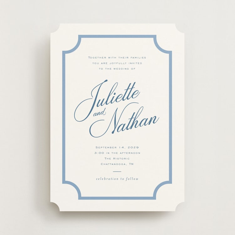 "Marenza" - Wedding Invitations in Bluebell by Jessica Williams - Front
