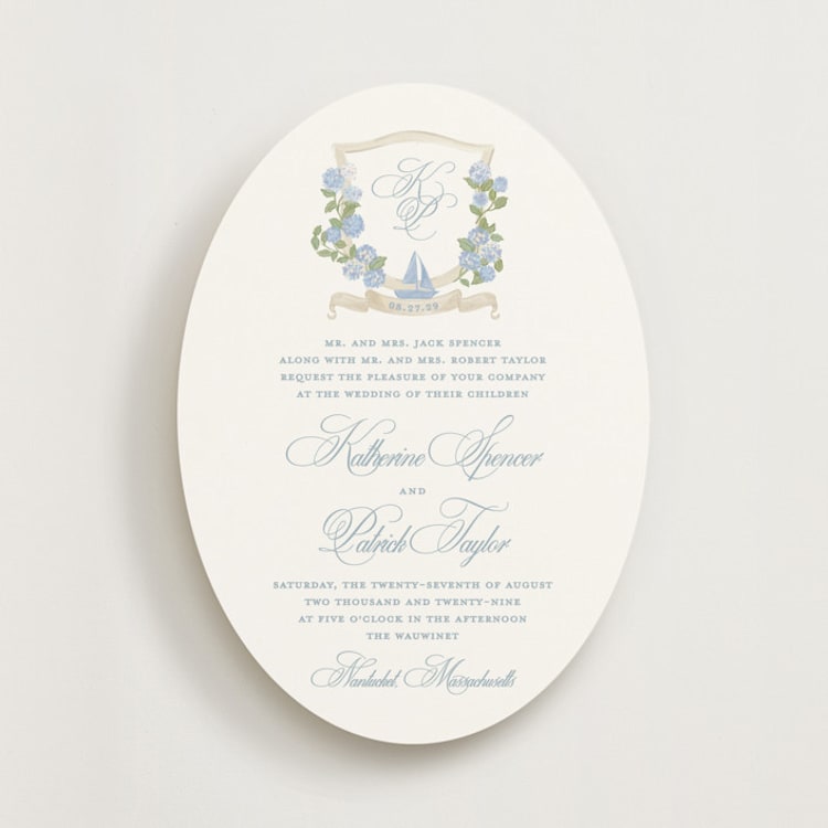 "Coastal crest" - Wedding Invitations in Ocean by Creo Study - Front