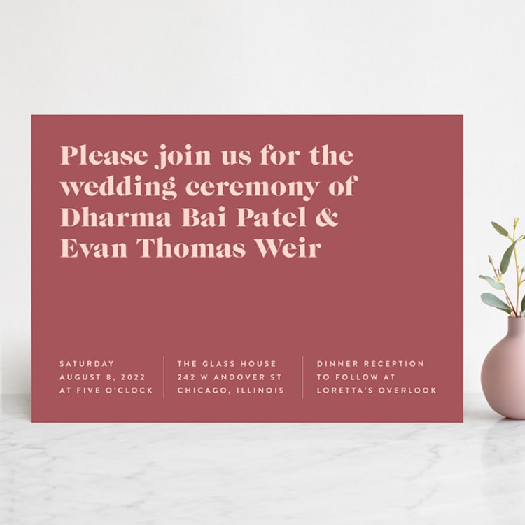 "Headline" - Wedding Invitations in Rust by Melissa Egan of Pistols - Front